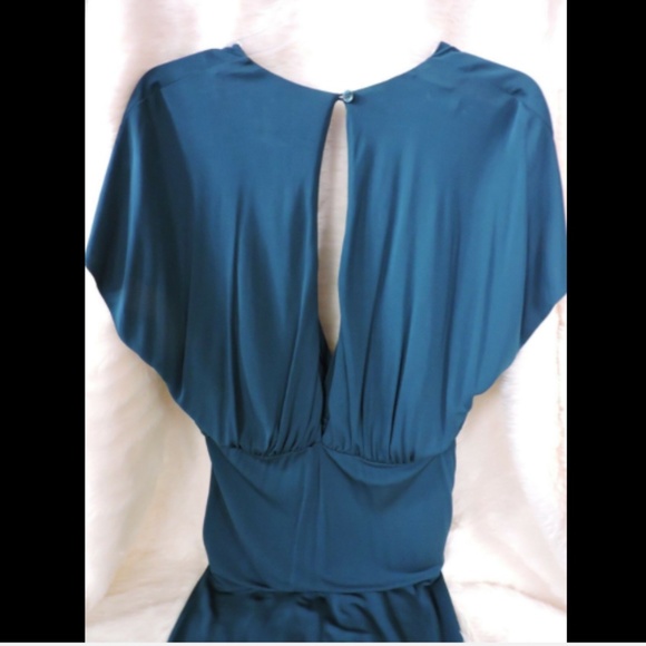 NWT $395 HAUTE HIPPIE COASTAL TEAL TWIST FRONT JERSEY SLINKY DRAPED DRESS L - Picture 5 of 6
